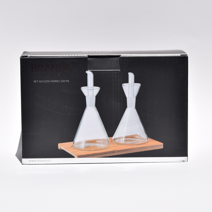 Set Alcuza Vidrio y Madera Brando